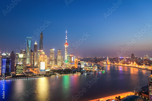 shanghai skyline in nightfall