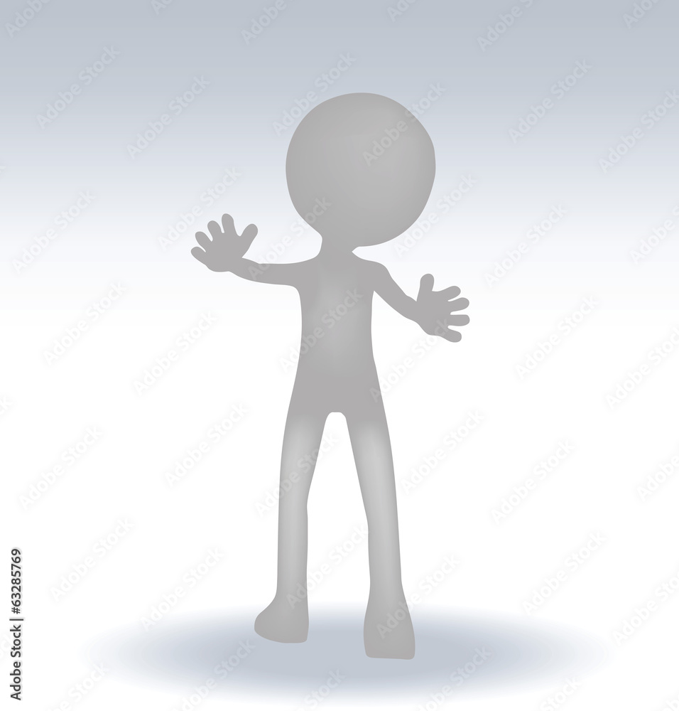 3d small man waving hand 3d small man waving hand