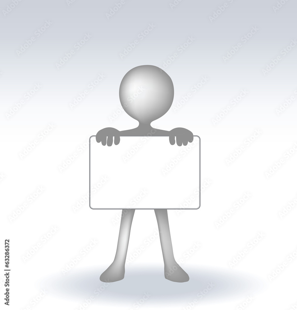 3d man holding a page on white backround
