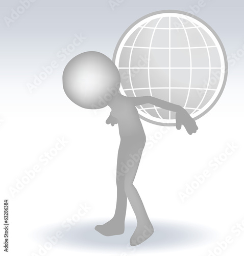 3d man carry globe on back