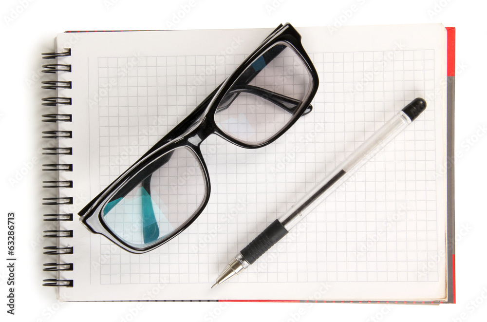 Glasses on blocknote Glasses on blocknote