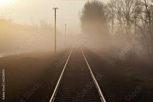 Railways at foggy morning horizontal © Takacs Szabolcs