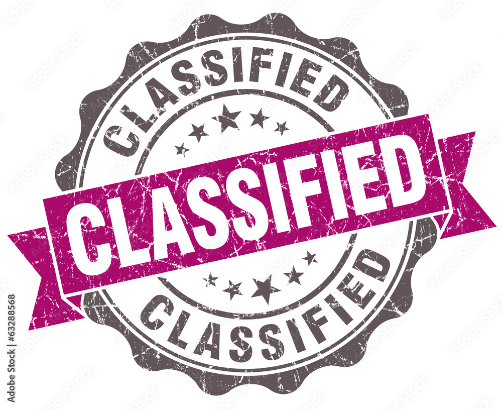Obraz premium Classified violet grunge retro style isolated seal