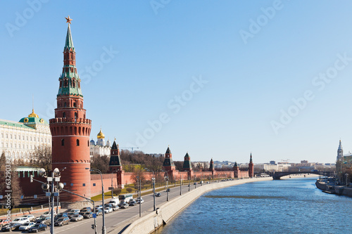 Kremlin Embankment and Moskva River in Moscow