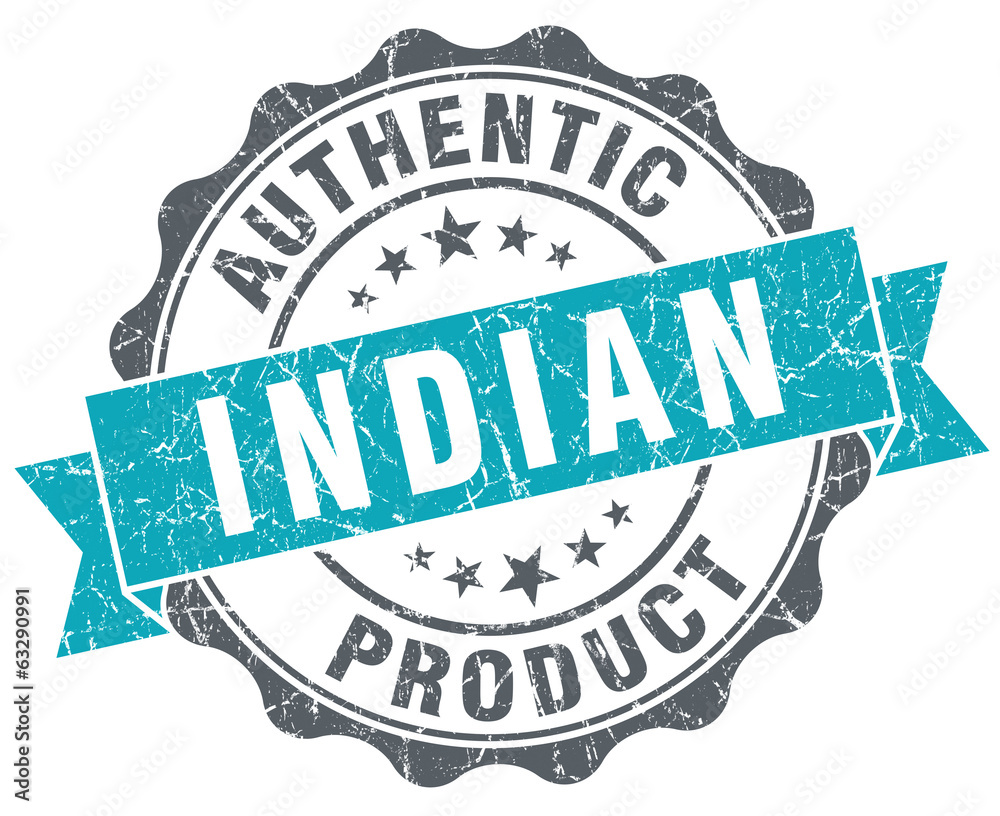 Obraz premium Indian product blue grunge retro style isolated seal