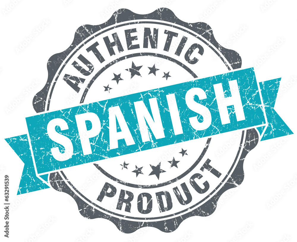 Fototapeta premium Spanish product blue grunge retro style isolated seal