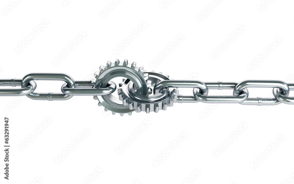 Fototapeta premium chain links machine gear on a white background