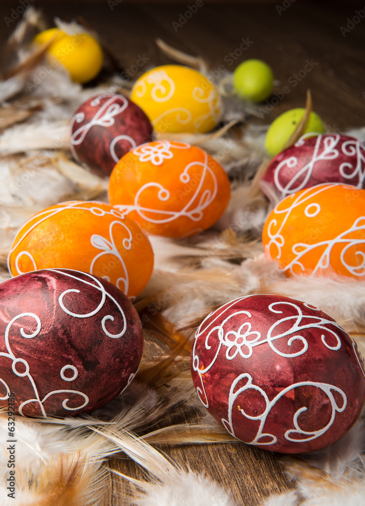 Easter Eggs on feathers