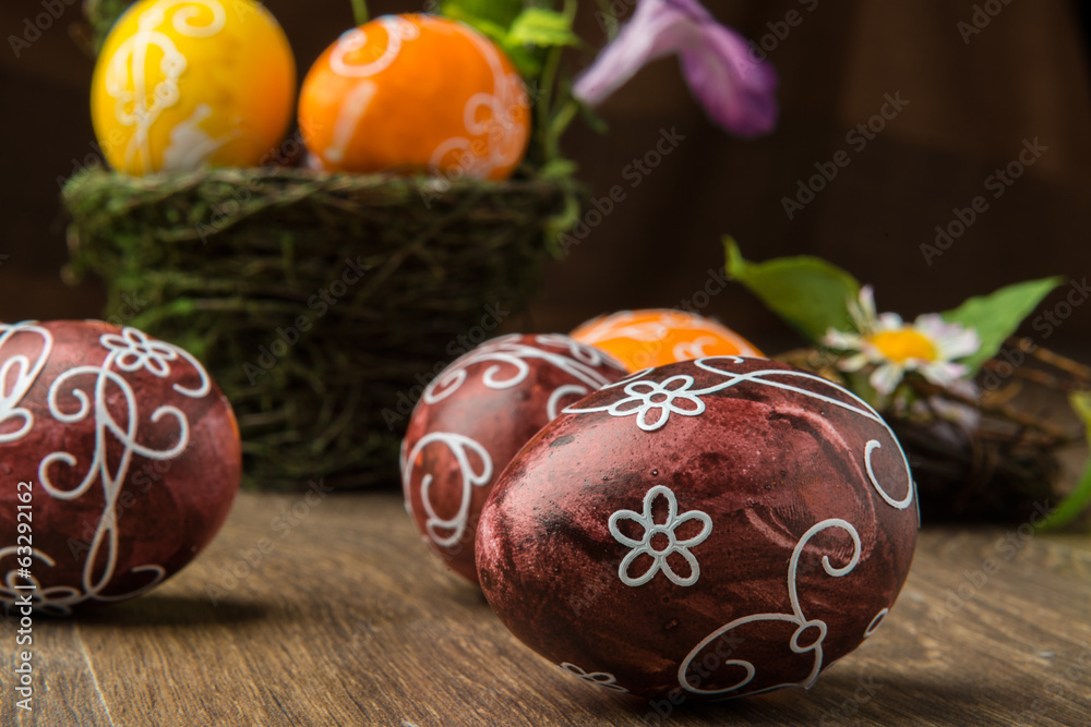 Easter Eggs on basket