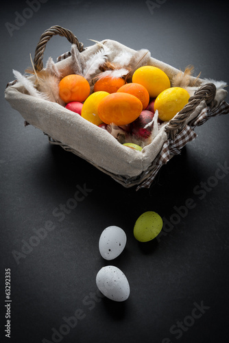 Obraz na płótnie Easter Eggs on basket w salonie