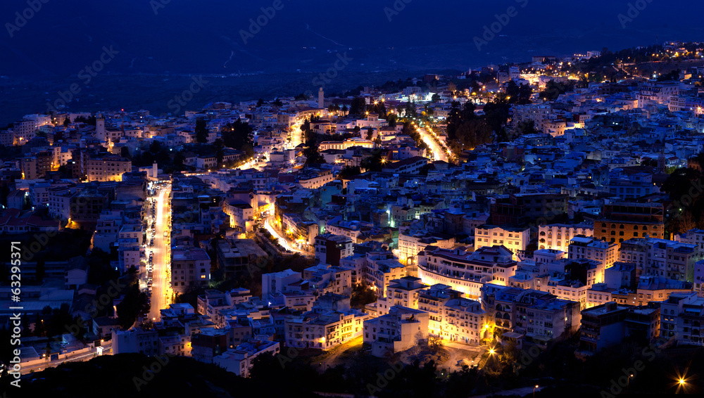 Panorama of blue medina of Chefchaouen, Morocco
