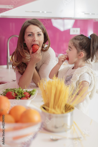 Mother and daughter cooking...