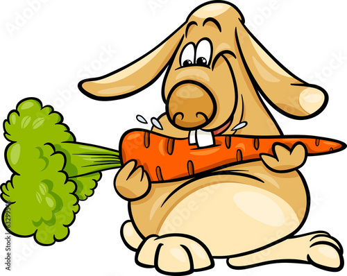 lop rabbit with carrot cartoon