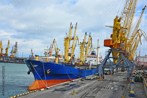 Wallpaper Mural Bulk cargo ship under port crane bridge, Odessa, Ukraine Torontodigital.ca