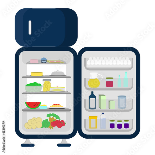 Open and full fridge of food
