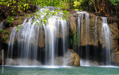 Deep forest waterfall at Erawan waterfall National Park Kanjanab