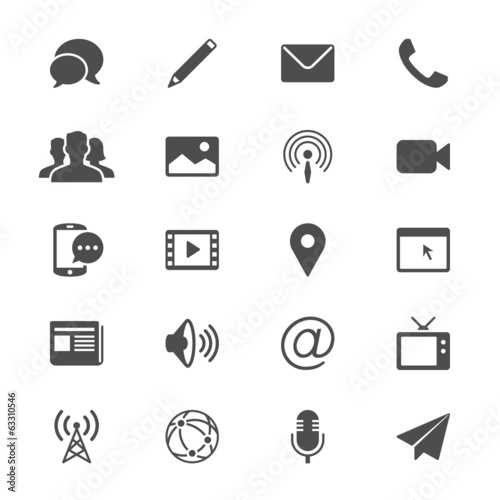 Media and communication flat icons