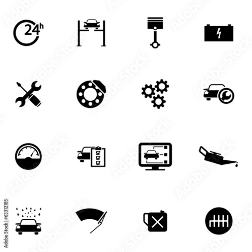 Vector black car service set