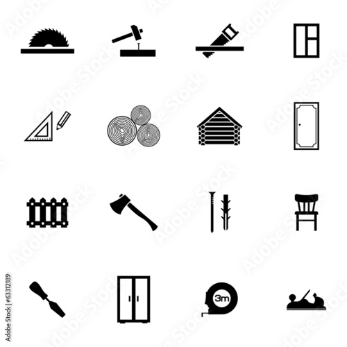 Vector black  carpentry icons set