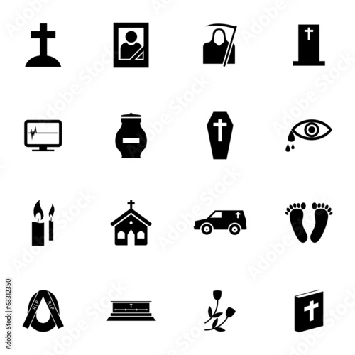 Vector black  funeral icons set