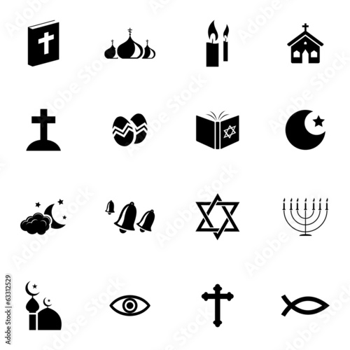 Vector black  religion icons set