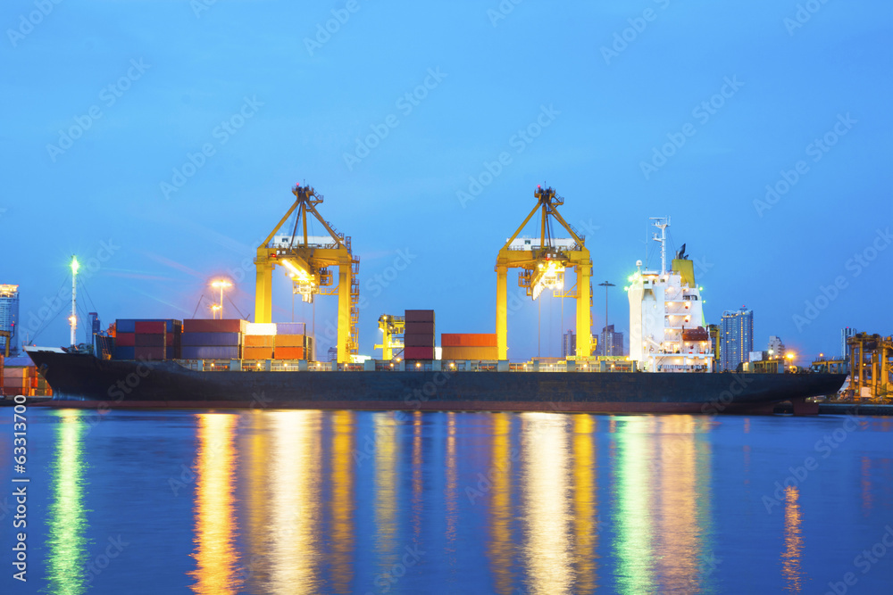 The Port cargo with twilight