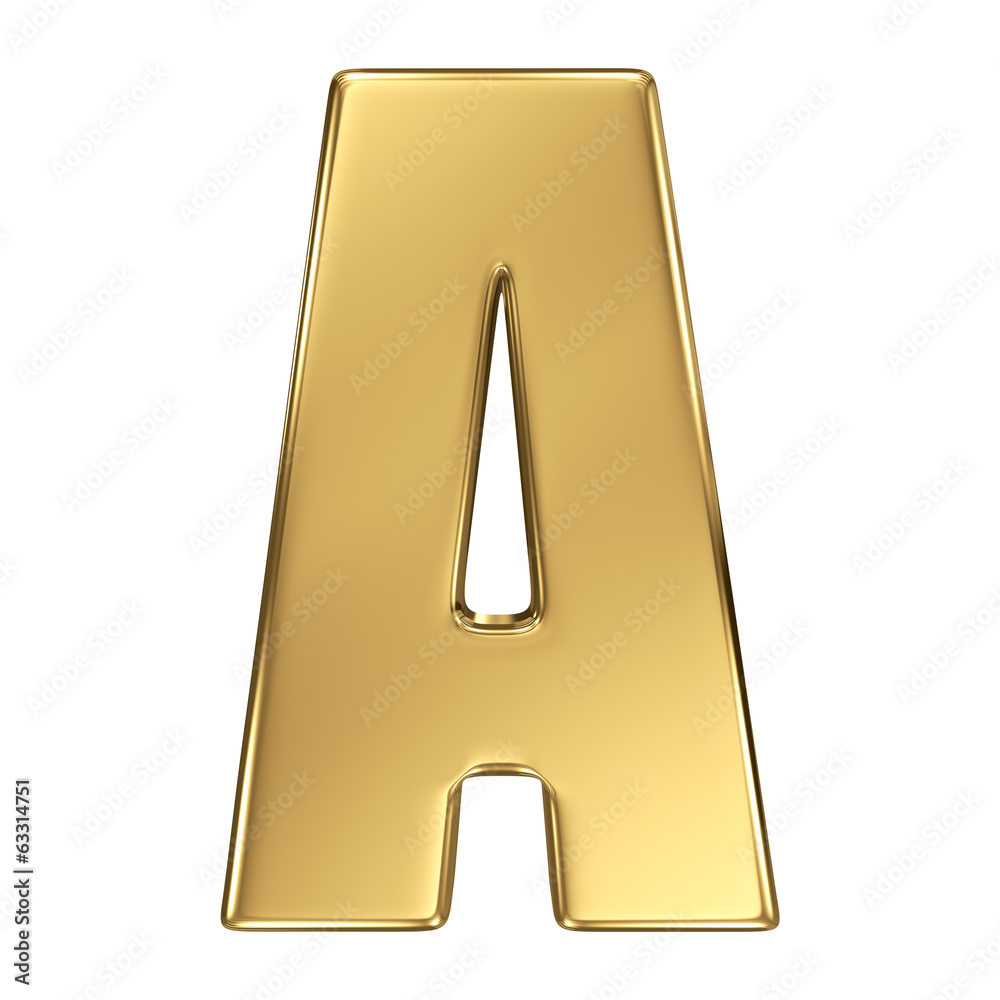 Letter A from gold solid alphabet Letter A from gold solid alphabet