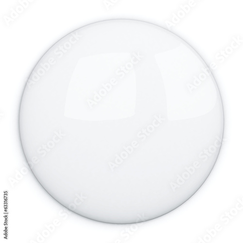 White blank badge button, 3d