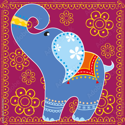 Indian elephant in bright colors