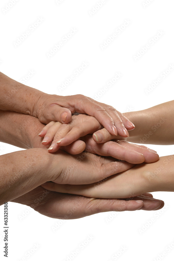 Fototapeta premium United hands on white