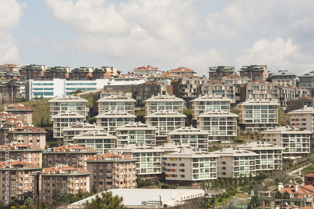 Urban view of housing development on hillside