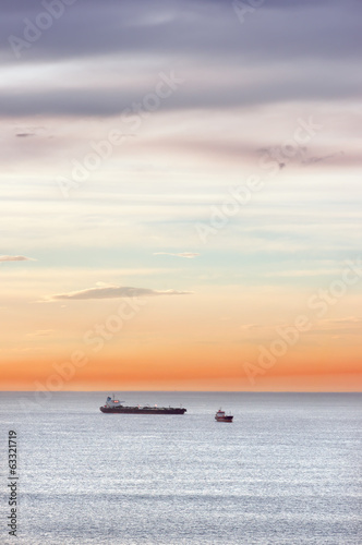 cargo ships in sea