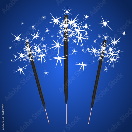 Vector three bengal light on blue background