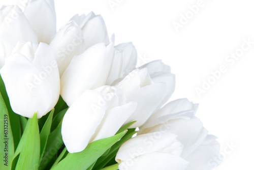 Fototapeta Naklejka Na Ścianę i Meble -  Beautiful bouquet of white tulips isolated on white