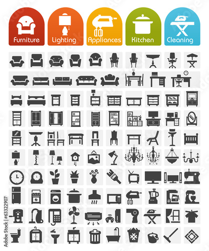 Furniture and home appliances Icons - Bulk series