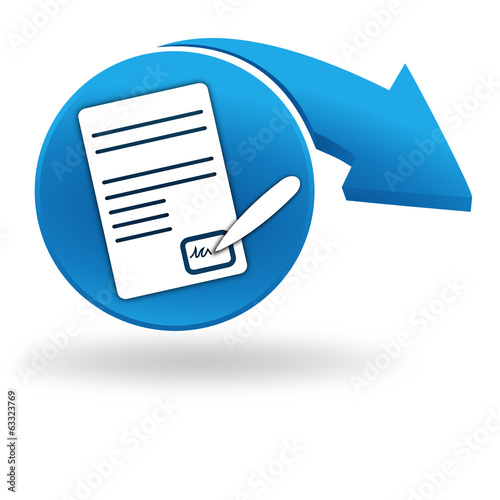 signature sur bouton bleu