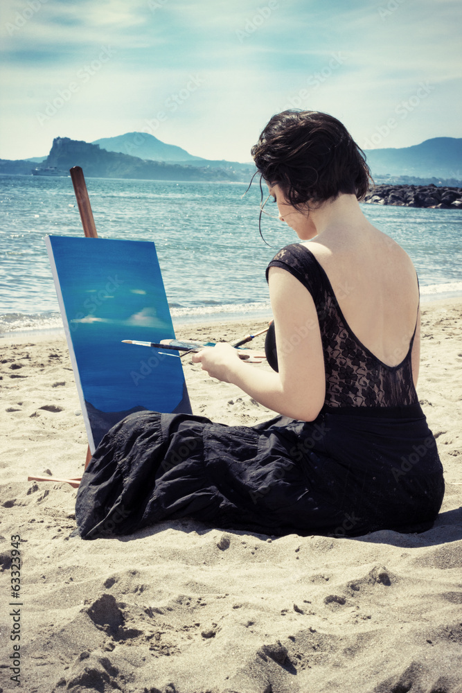 artist on the beach