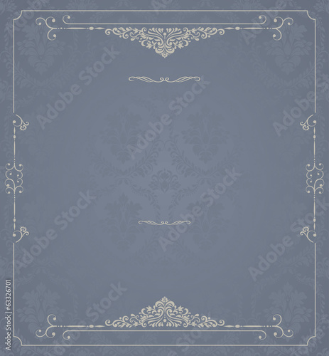 invitation card with victorian ornaments and vintage frame