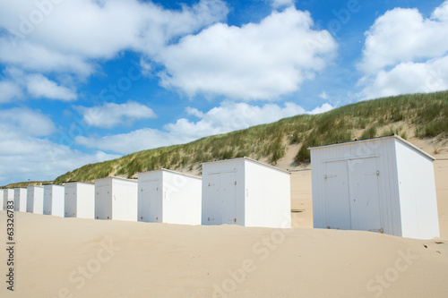 White beach huts at Texel