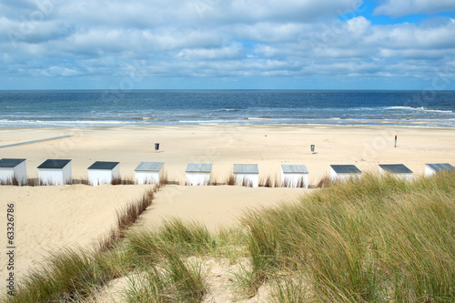 Blue beach huts at Texel