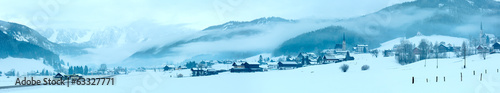 Winter mountain village panorama (Austria).