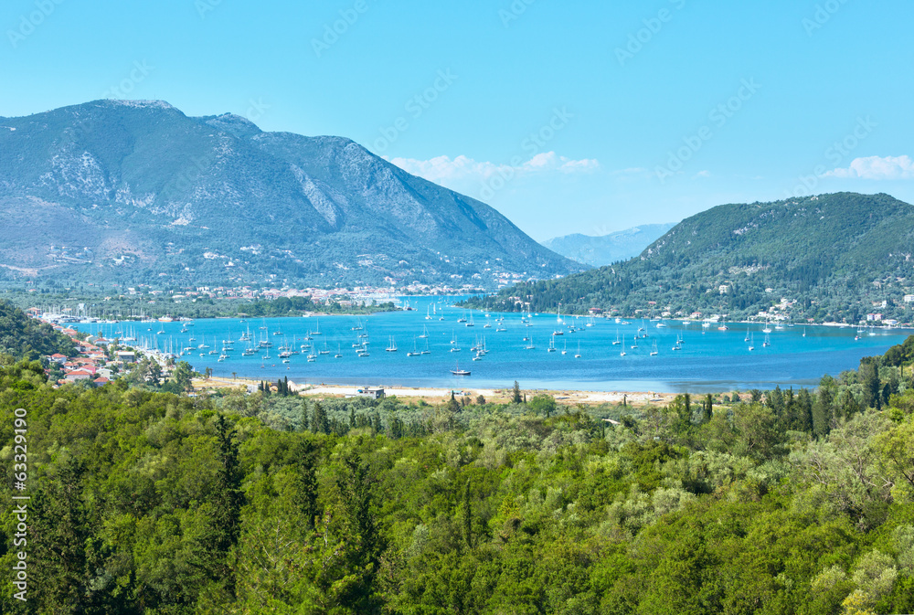 Many sailing vessels in bay (Nydri, Lefkada, Greece) Many sailing vessels in bay (Nydri, Lefkada, Greece)