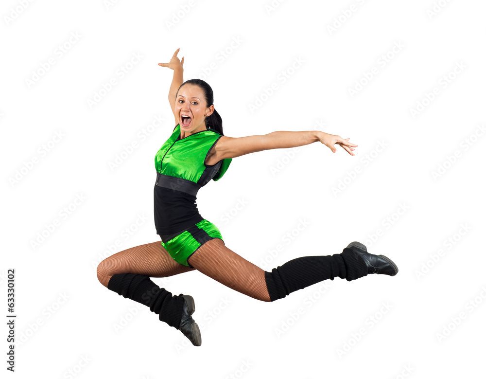 athletic young woman jumping