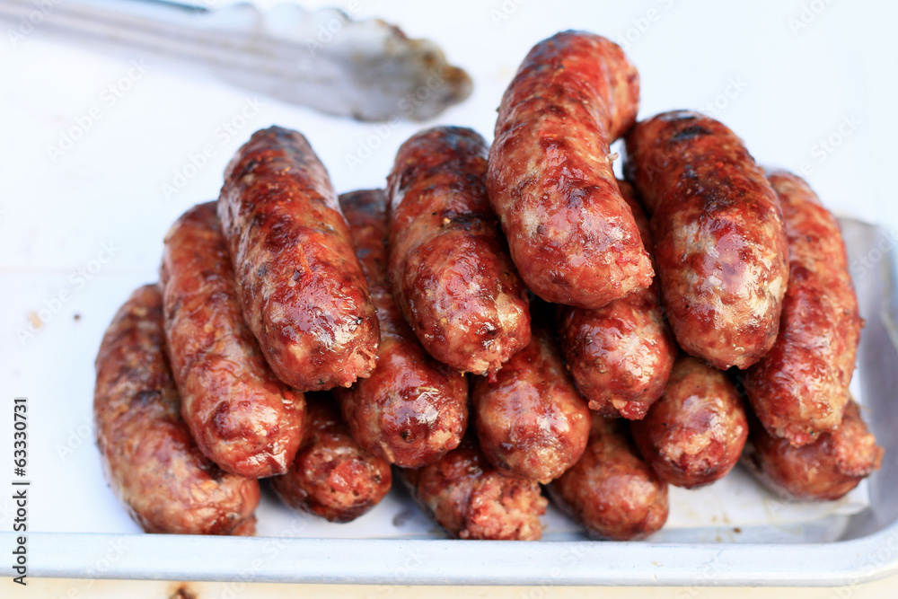 Asia sausage in market - red sausage Asia sausage in market - red sausage