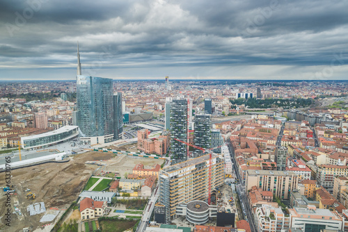 skyline urban city high view