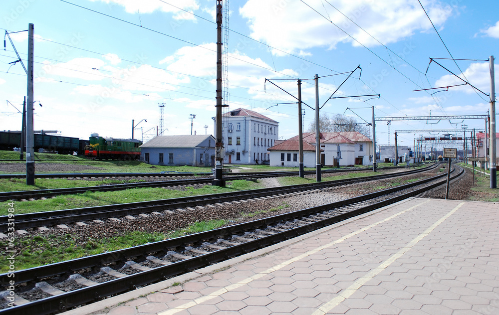 building near the railroad