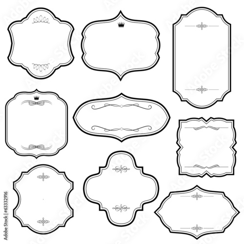 Vintage frame set isolated on white.