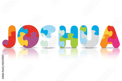 Vector JOSHUA written with alphabet puzzle
