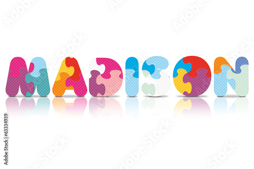 Vector MADISON written with alphabet puzzle