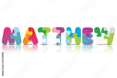 Vector MATTHEW written with alphabet puzzle